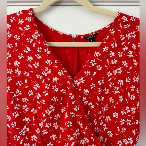 J.Crew Mercantile red and white faux wrap dress - Picture 3 of 5